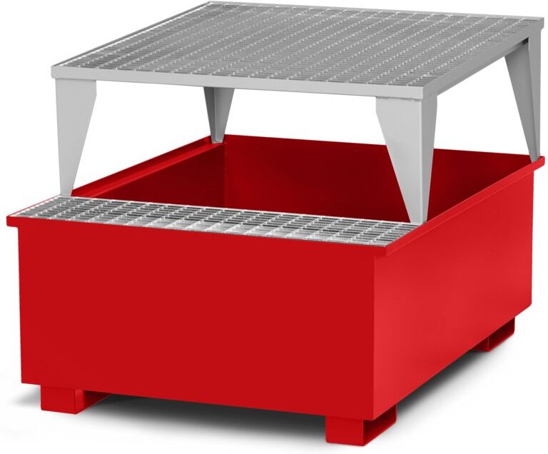 RR Industrietechnik Typ RTA-11 Auffangwannen für IBC aus Stahl mit Abfüllbereich RAL 3000 feuerrot