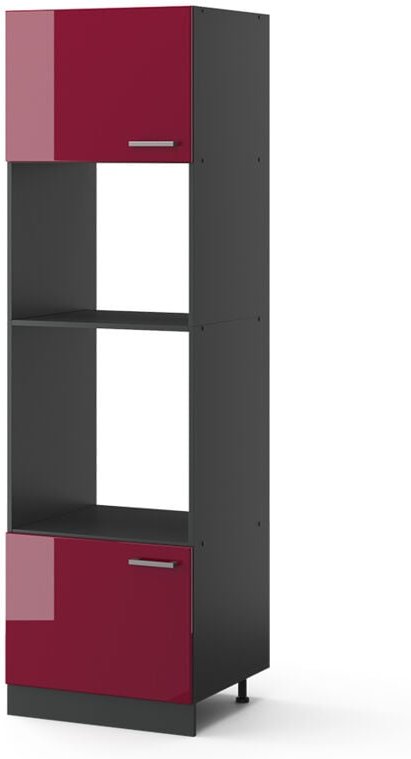Vicco - Mikrowellenschrank R-Line, Bordeaux Hochglanz, 60 cm