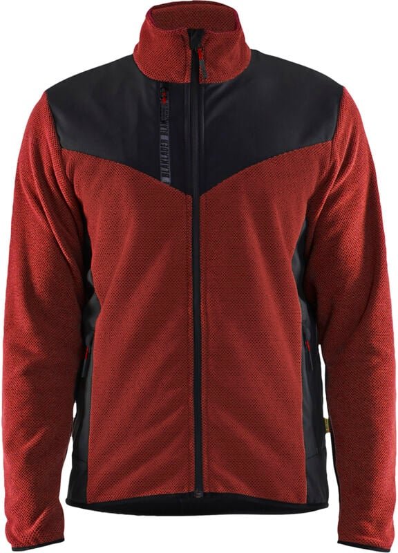 Strickjacke mit Softshell 5942 – Ziegelrot/Schwarz 4XL
