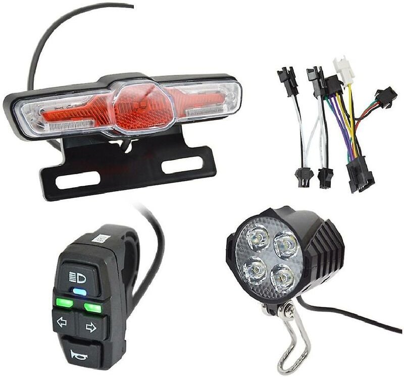 E-Bike Scheinwerfer Rücklicht Sets Elektrofahrrad 24V-48V Lichtgruppe Horn Rücklicht Bremslicht t