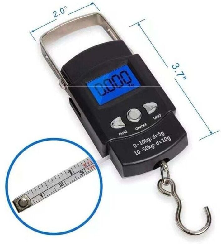 Odipie - Angelwaage, elektronische Hakenwaage, digitale elektronische Waage, LCD-Display mit Hintergrundbeleuchtung, 50 ...
