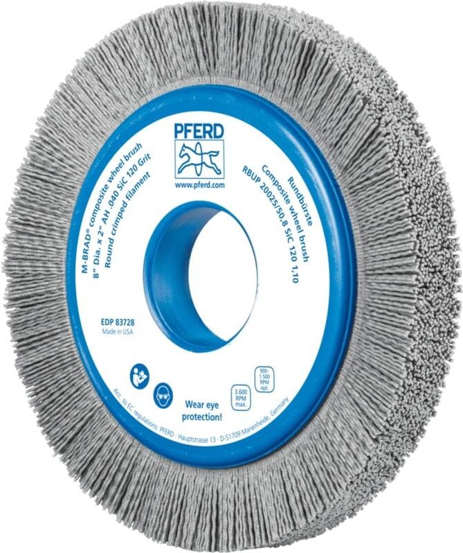 Composite Rundbürste rbup ø 200x25x50,8 mm Bohrung SiC-Filament-Ø 1,10mm Korn 120 stationär - Pferd