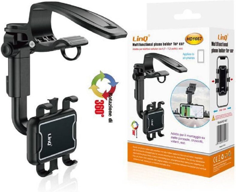 Trade Shop Traesio - Trade Shop - multifunktionale handyhalterung fürs auto 360° drehbar HD1667 -