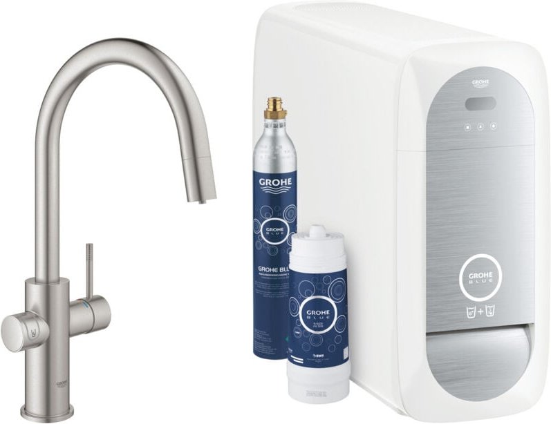 Grohe Blue Home Starterset Einhebelmischer C-Auslauf Supersteel (31541DC0)