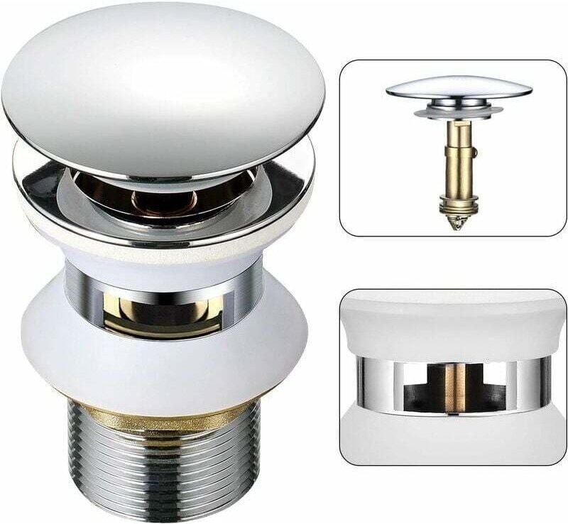 INHHUB Universal-Abfluss für Badezimmerwaschbecken mit Überlauf, Pop-Up, automatisches Push-Open, Click-Clack, für Badez...