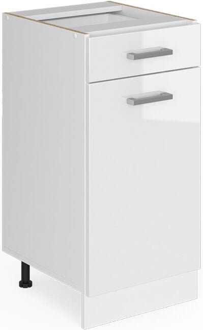 Thumbnail - Küchenunterschrank R-Line, Weiß Hochglanz, 40 cm , ap Eiche Vicco