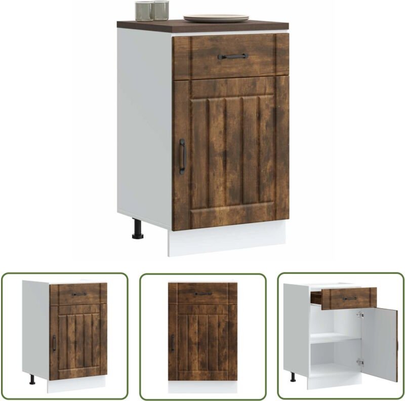 The Living Store - vidaXL Küchen-Unterschrank Lucca Räuchereiche Holzwerkstoff