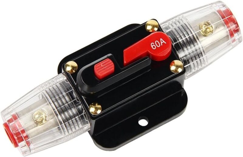 Ersandy - Automatischer Leistungsschalter, Autoschutz, 12 v – 24 v dc, mit Sicherung, manueller Reset-Schalter, 60 a