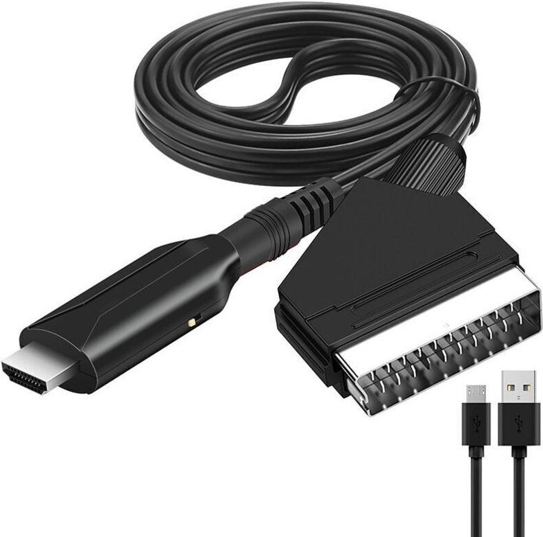 KZQ - Scart-auf-HDMI-Adapter, Scart-auf-HDMI-Konverter mit HDMI-Kabel, Scart-auf-HDMI-Konverter, für Full hd 720P/1080P ...