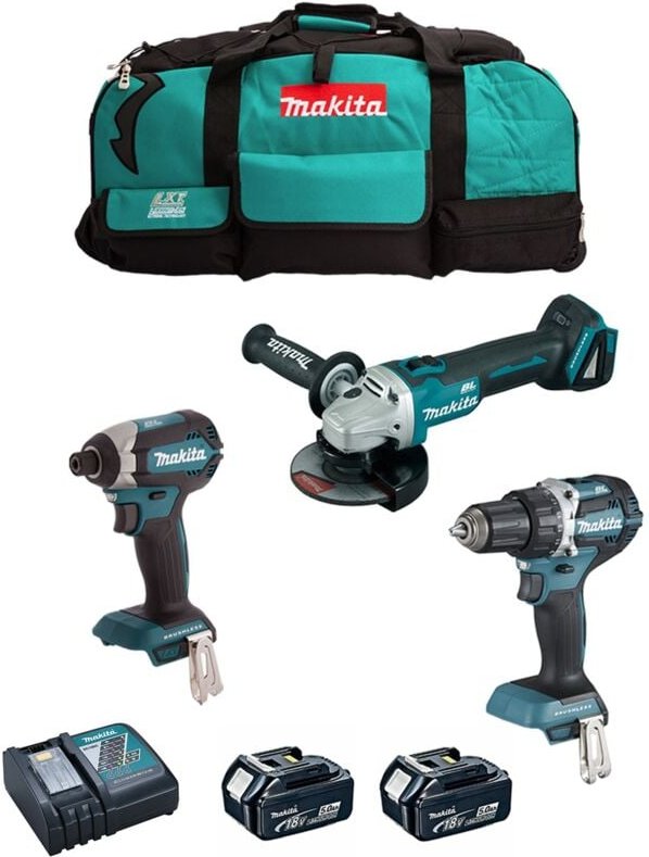 Makita - Kit DLX3125TX1 (DDF484 + DTD153 + DGA506 + 2 x 5,0 Ah + DC18RC + Tasche)