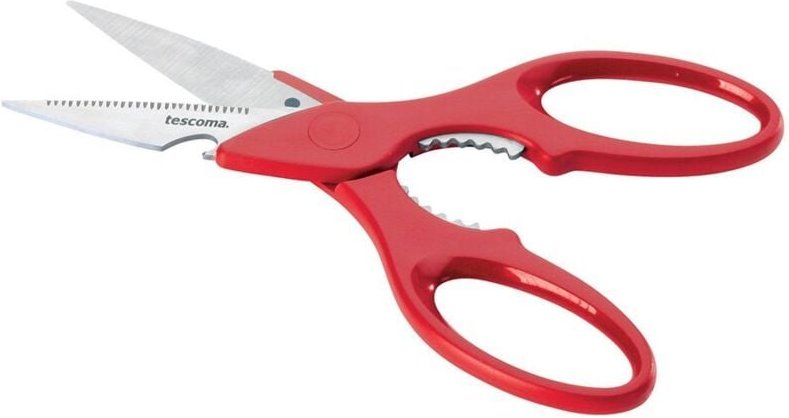Mehrzweckschere Presto rot für allgemeine Lebensmittel hergestellt aus Edelstahl und Kunststoff mit Anti-Rutsch-Behandlu...