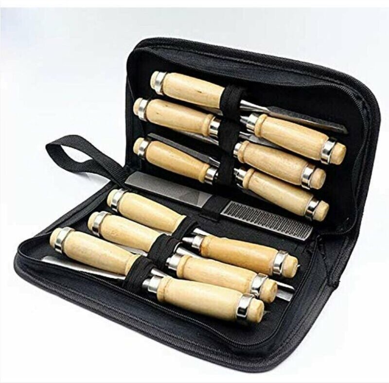 14-teiliges Schnitzmeißel-Set – professionelles Holzmeißel-Set, 14 scharfe Holzbearbeitungswerkzeuge mit Tragetasche – S...