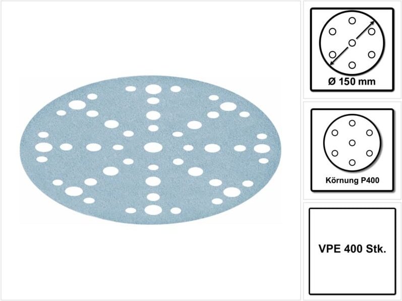 Stf D150/48 Schleifscheiben Granat P400 150 mm 400 Stk. ( 4x 575172 ) für ro 150, es 150, ets 150, ets ec 150, lex 150, ...