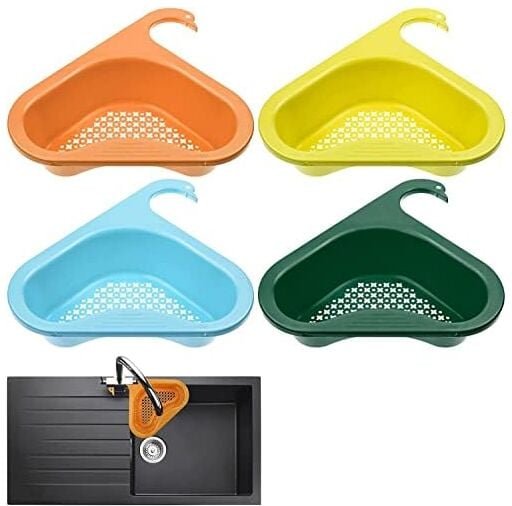 Csparkv - 4 Stück dreieckiger Spülbecken-Schwammhalter, Abflusskorb für Küchenspüle, Abtropfgestell, Aufbewahrungsregal ...