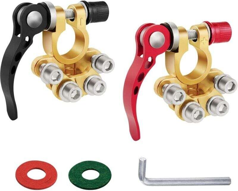 UlisemPack Batterieklemmenverbinder, 4-Wege-Autobatterieklemmen mit Schnellverschluss für sae/jis Typ A-Klemmenblöcke, B...