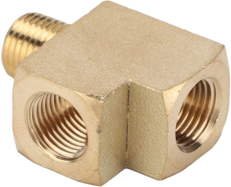 Ej.life - Messingrohr-T-Stück, Auto, solides Straßenrohr, Außengewinde, 1/8 Zoll npt, Malex 1/8 Zoll npt, 1000 psi