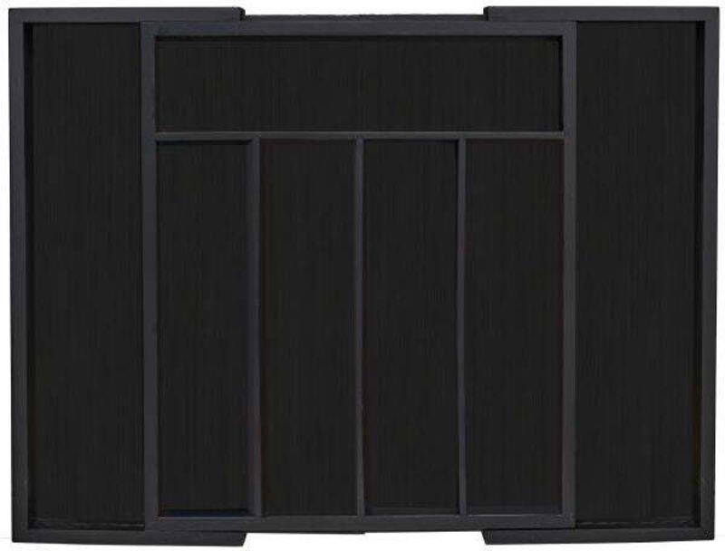 Extendable bamboo cutlery tray in black