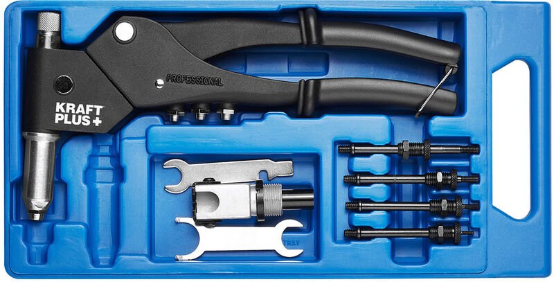 K.105-2496 Universal Handnietzangen Satz Nietzange Blindnietzange 360° drehbarer Kopf Ankernietknopf - Kraftplus