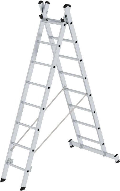 Günzburger Steigtechnik Mehrzweckleiter 2tlg. mit nivello-Traverse 2 x 8 Sprossen - 031216