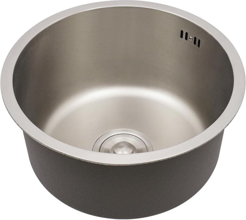 Rundspüle Edelstahlspüle Campingspüle Durchmesser 41cm Edelstahlspüle Einbauspüle Aufbauspüle Spülbecken Spüle Küchenspü...