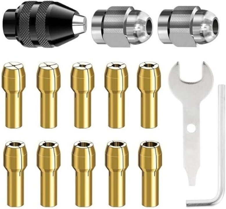 15-teiliges Bohrfutter, Zubehör für Drehwerkzeuge, 0,8 mm 3,2 mm Ersatz 4486 Schnellwechselfutter, Ersatz 4485 Messing-S...