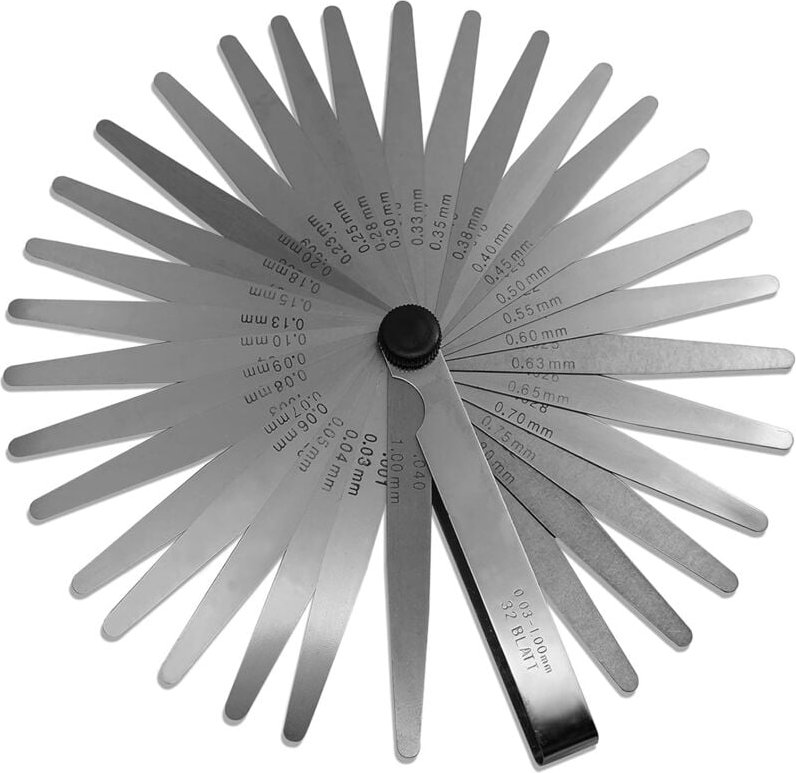 Ersandy - Stahldickenmessgerät mit 32 Klingen – metrisches und imperiales Messwerkzeug mit doppelter Markierung zum Mess...
