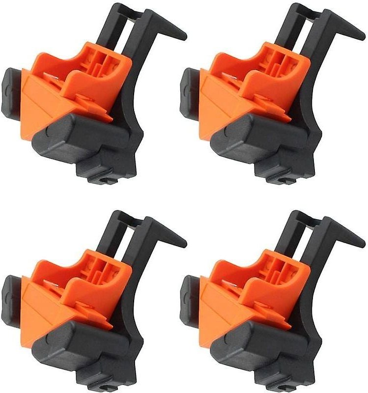 Aougo - Set mit 4 90-Grad-Winkelklemmen, rechtwinklig verstellbar, federbelastet, Einzelgriff