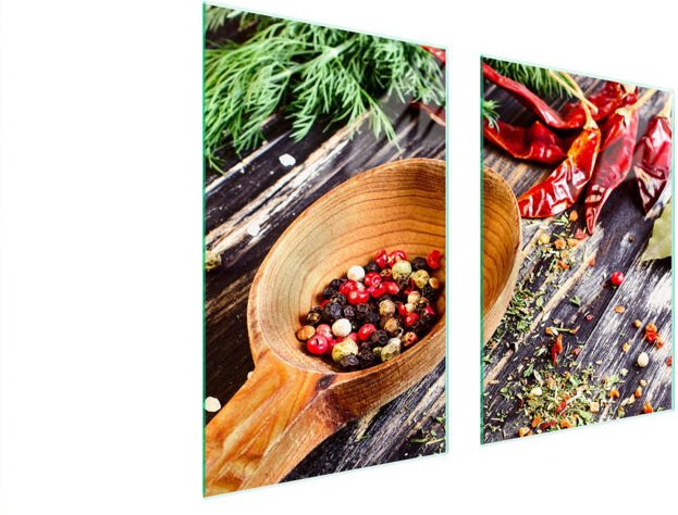 Glasschutzplatte für Küche 65x52 Gewürze