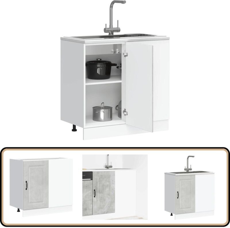 Küchenunterschrank Kalmar Betongrau Holzwerkstoff - Vidaxl