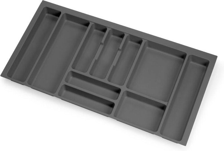 Emuca Optima Vertex/Concept Besteckhalter, Tiefe 500 mm, 16 mm Platte, 900 mm Modul, Kunststoff, Anthrazitgrau