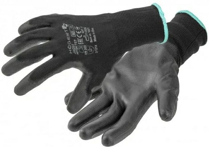 Thumbnail - Högert Technik JAGST Polyurethan-beschichtete Handschuhe, Farbe schwarz, Größe 10, 12 Paar/Packung, abriebfest und flexi...