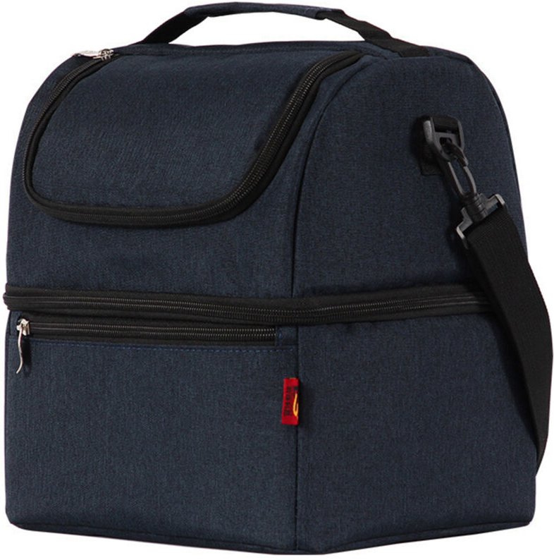 Thumbnail - Doppeldeckige isolierte Lunchtasche, wasserdichte Lunchbox, Kühltasche, Umhängetasche für Damen und Herren, Outdoor, Cam...