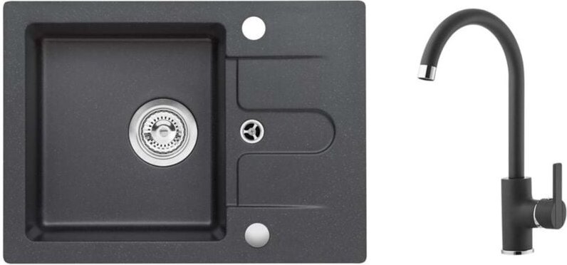 Alveus - Sets - Granitspüle-Set Cortina 10 und Armatur Tonia, carbon SETA21010