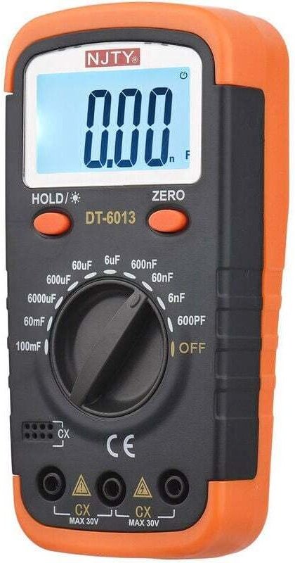 Debuns - Digitales Kapazitätsmessgerät mit LCD-Display mit Hintergrundbeleuchtung, 600 pF bis 100 mF, 6000 Zählungen, ho...