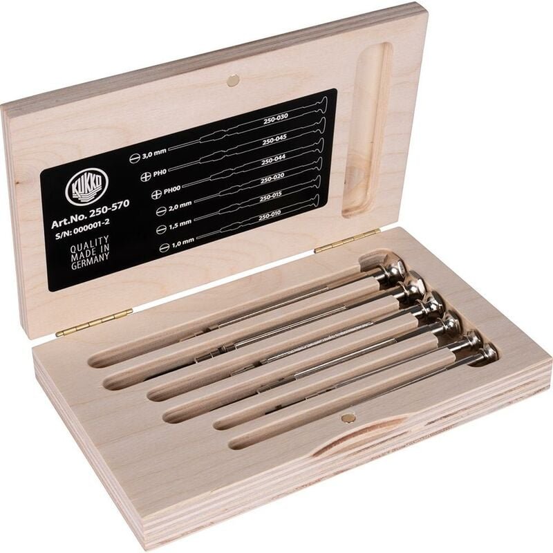 Uhrmacherschraubendreher-Satz 6-teilig Schlitz/Kreuz kukko