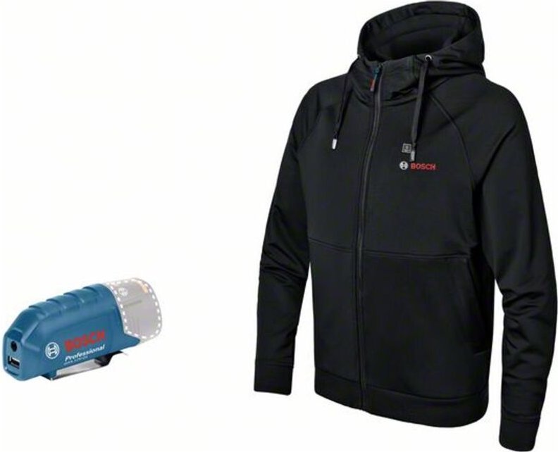 Bosch beheizbare Sweatjacke / Heizjacke GHH 12+18V XA (Basic Version) ohne Akku Gr. 2XL schwarz