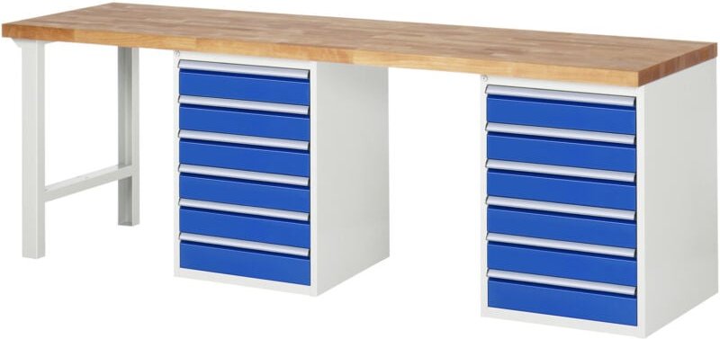 Werkbank 7516A8, B2500xT700xH840mm, 12x Schublade-TA - RAU