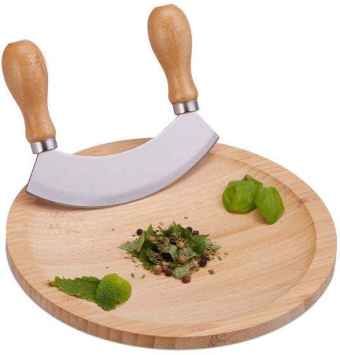 Einschneidiges wiegenmesser mit brett