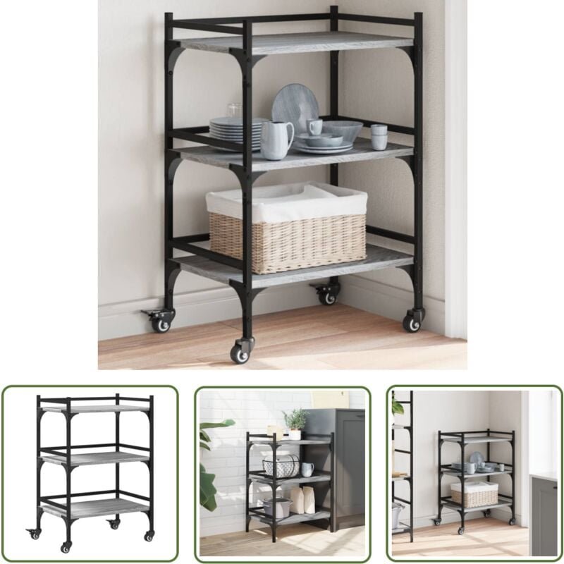 Küchenwagen Grau Sonoma 50x35x75,5 cm Holzwerkstoff - Küchenwagen - Holzwerkstoffmöbel - Retro Küchentisch - Esstisch - ...