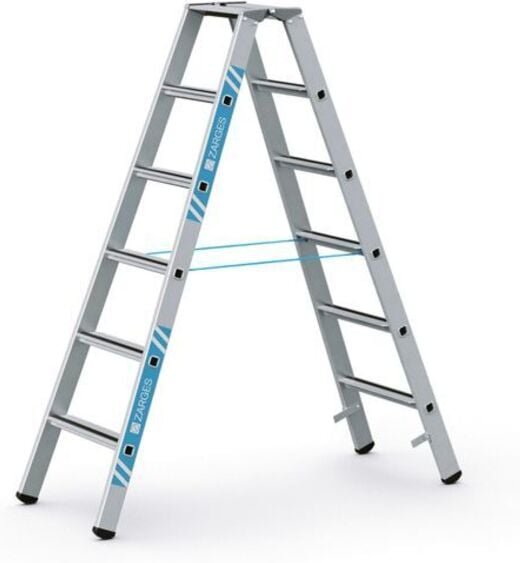 Thumbnail - Zarges gebördelte Stehleiter, eloxiert Saferstep B 2x6 Stufen