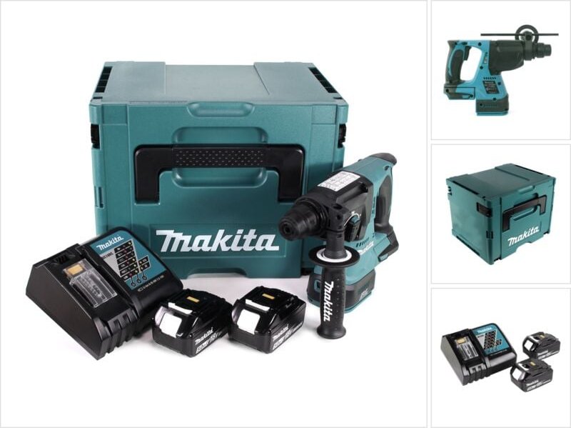 Makita - dhr 242 rtj Akku Bohrhammer 18V 2,0J SDS-plus Brushless + 2x Akku 5,0Ah + Ladegerät + Makpac