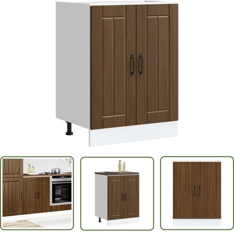 The Living Store - vidaXL Spülenunterschrank Lucca Braun Eichen-Optik Holzwerkstoff