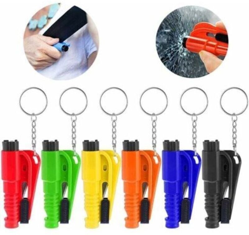 6er-Pack 3-in-1 Autofensterbrecher-Schlüsselanhänger, Multifunktionswerkzeug, lebensrettendes Notfallwerkzeug mit Glasbr...