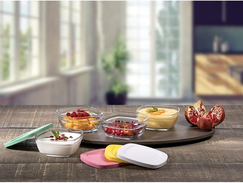 Pasabahce - 4x 310ml Glasschalen mit Deckel Puddingschalen Dessertschalen Glasschüssel