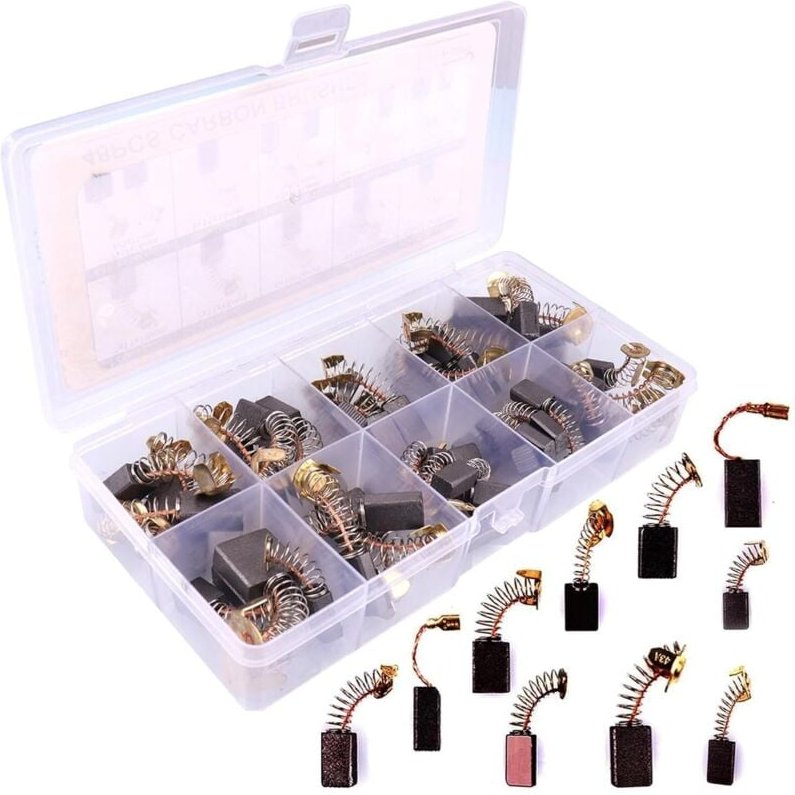 Bluedeer - 40X Kohlebürsten Universal-Set für Elektrowerkzeuge – 10 Größen (4x6mm bis 8x15mm) mit Kupfer-Graphit-Mischun...