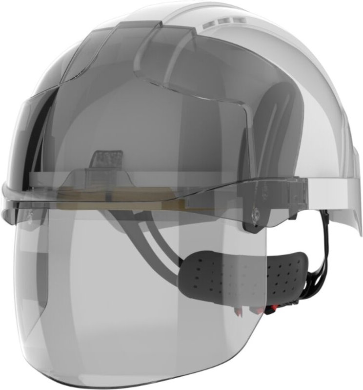 Arbeitsschutzhelm mit Schirm EVO VISTAshield Weiß/Rauchgrau