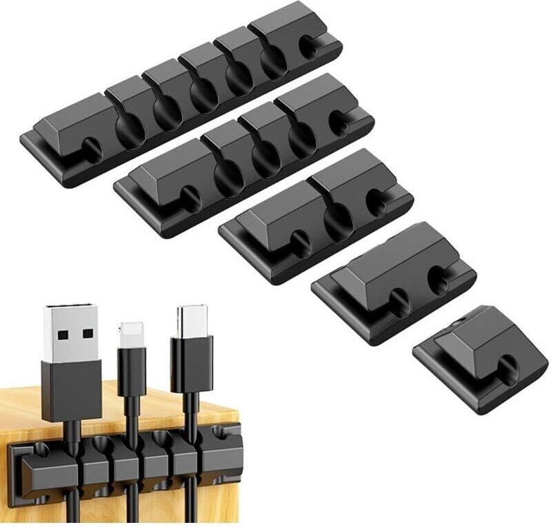 Confezione da 5 organizer per cavi da scrivania con clip per cavi, gestione cavi per caricabatterie usb, cavi del mouse,...