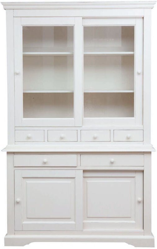 Ländliches Sideboard aus massivem Lindenholz mit antikweißer Oberfläche L142xPR50xH225 cm. Made in Italy