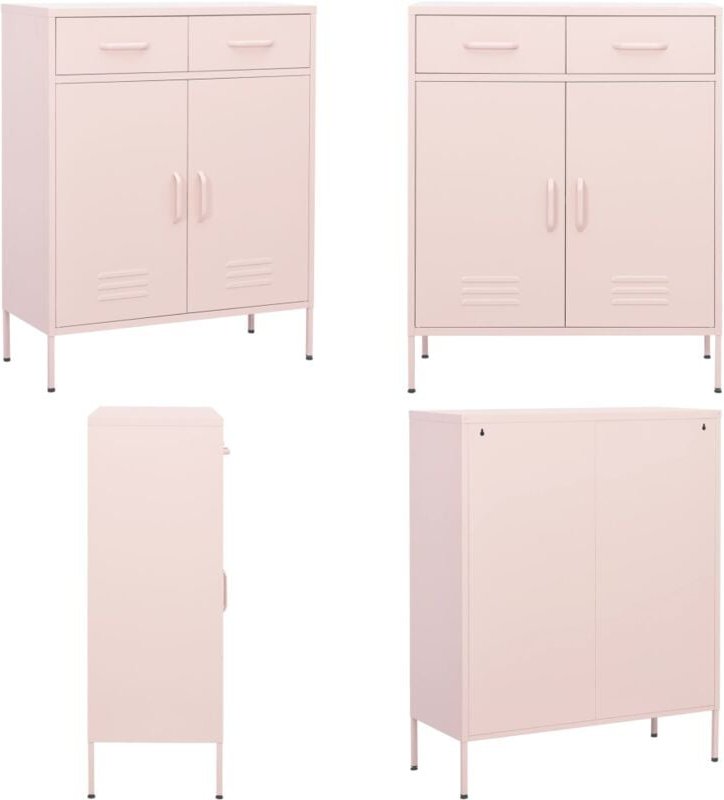 Lagerschrank Rosa 80x35x101,5 cm Stahl - Stahlschrank - Rosa Schrank - Garderobe - Wohnzimmermöbel - Aufbewahrungsraum -...