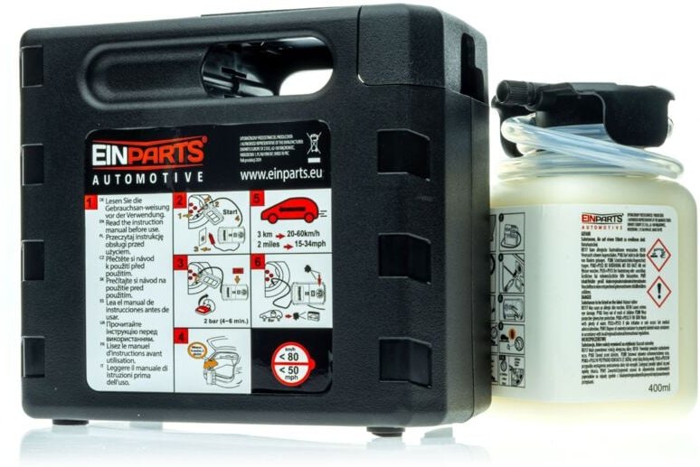 EPAP09 Reifenreparaturset mit Dichtmittel 400 ml Luftkompressor 120 W 10 A